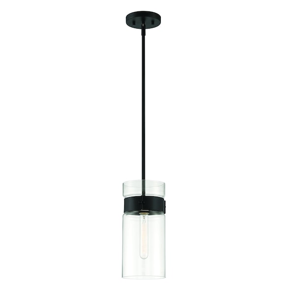 Designers Fountain Midnight La 60 Watt 1 Light Matte Black Pendant with Clear Glass Dual Shade D222M-6P-MB - main
